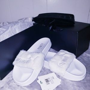 NWT Fenty Puma Fur Slides White